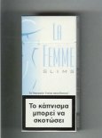 La Femme Slims 100s white and light blue cigarettes hard box La Femme Slims 100s white and light blue cigarettes hard box