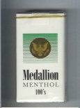 Medallion Menthol 100s white and green cigarettes soft box