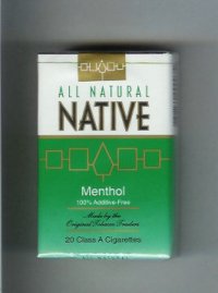 Native All Natural Menthol 100 percent Additive-Free cigarettes soft box