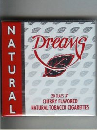 Dreams Natural Cherry Flavored cigarettes wide flat hard box