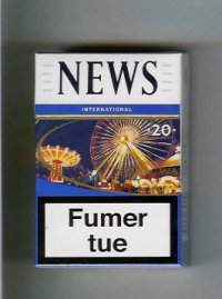 News International white and blue 20 cigarettes hard box