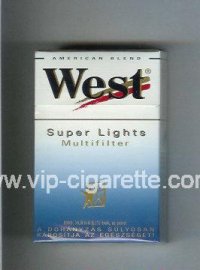 West 'R' Multifilter Super Lights American Blend cigarettes hard box