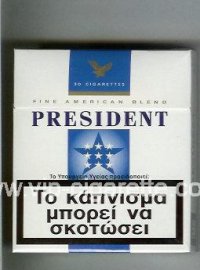 President 30 white and blue cigarettes hard box