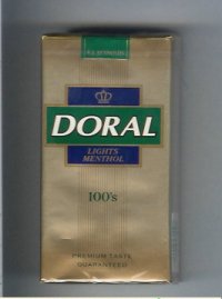 Doral Premium Taste Guaranteed Lights Menthol 100s cigarettes soft box