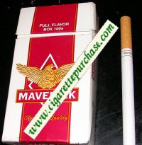 Maverick Full Flavor Box 100s white and red and yellow cigarettes hard box