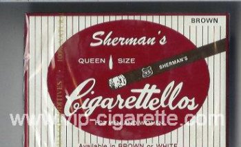 Sherman\'s Cigarettellos Brown Cigarettes wide flat hard box
