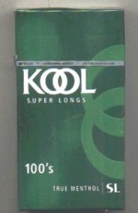 Kool Super Longs 100s True Menthol cigarettes hard box