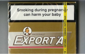 Export \'A\' Macdonald 25s Light gold cigarettes wide flat hard box