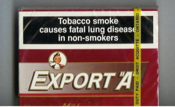 Export \'A\' Macdonald 25s cigarettes Mild wide flat hard box