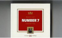 Number 7 Black Cat Filter 30 cigarettes wide flat hard box