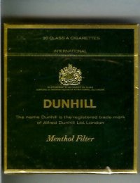 Dunhill International Menthol Filter 100s cigarettes wide flat hard box