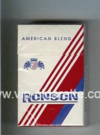 Ronson American Blend cigarettes white and red and blue hard box