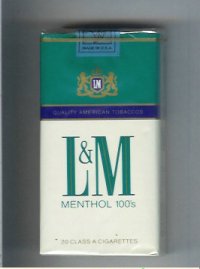 L&M Quality American Tobaccos Menthol 100s cigarettes soft box