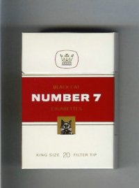 Number 7 Black Cat cigarettes hard box