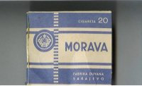 Morava white and blue cigarettes wide flat hard box
