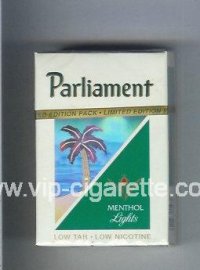 Parliament Menthol Lights hologram with a palm cigarettes hard box