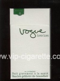 Vogue Super Slims Menthol 8 100s cigarettes hard box