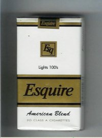 Esquire Lights 100s cigarettes American Blend white and gold soft box