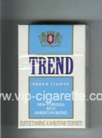 Trend Super Lights New Formula Rich American Blend cigarettes hard box