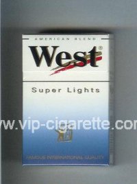 West 'R' Super Lights American Blend cigarettes hard box