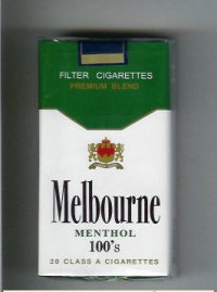 Melbourne Menthol 100s Premium Blend cigarettes soft box