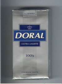 Doral Premium Taste Guaranteed Ultra Lights 100s cigarettes soft box Doral Premium Taste Guaranteed Ultra Lights 100s cigarettes soft box