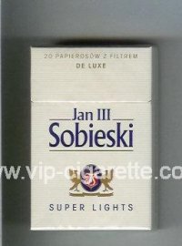 Sobieski Jan 111 De Luxe Super Lights cigarettes white hard box