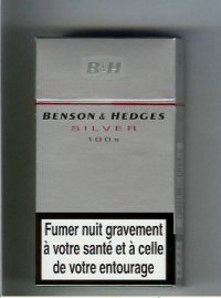 Benson and Hedges Silver 100s cigarettes France and England