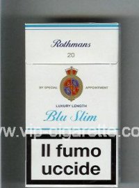 Rothmans Blue Slim Luxery Length 100s cigarettes hard box