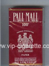 Pall Mall Famous Cigarettes Filter 100s cigarettes hard box