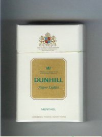 Dunhill Super Lights Menthol white and gold cigarettes hard box