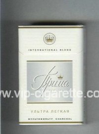 Prima Lyuks International Blend Multifiltr Ultra Legkaya white and grey cigarettes hard box