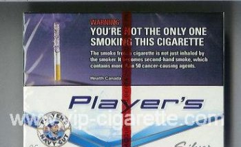 Player\'s Navy Cut Silver 25 white and blue cigarettes wide flat hard box