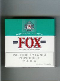 Fox Menthol Lights 25s Quality American Blend cigarettes hard box