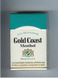 Gold Coast Menthol Blend of U.S.A. Full Rich Flavor cigarettes hard box