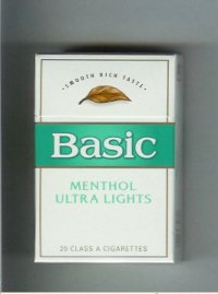 /Basic Menthol Ultra Lights cigarettes Smooth Rich Taste hard box
