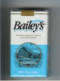 Bailey's Family 100s Ultra Lights cigarettes