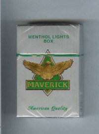 Maverick Menthol Lights grey and gold and green cigarettes hard box