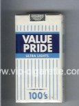 Value Pride Ultra Lights 100s cigarettes soft box