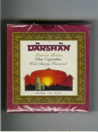 Darshan Classic Bidis Wild Cherry Flavored cigarettes wide flat hard box
