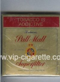 Pall Mall Rothmans Superfilter gold cigarettes wide flat hard box