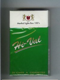 Hi-Val Menthol Lights Box 100s cigarettes hard box
