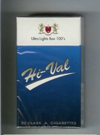 Hi-Val Ultra Lights Box 100s cigarettes hard box