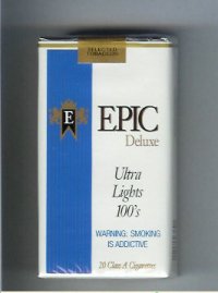 Epic Deluxe Ultra Lights 100s white cigarettes soft box