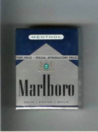 Marlboro Menthol silver and blue cigarettes hard box