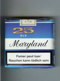 Maryland 25 Blo blue and white cigarettes soft box