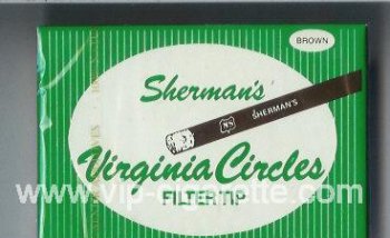 Sherman\'s Virginia Circles Filter Tip Brown Cigarettes wide flat hard box