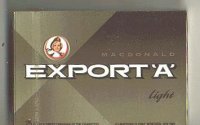 Export 'A' Macdonald 25s cigarettes Light wide flat hard box