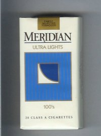 Meridian Ultra Lights 100s cigarettes soft box