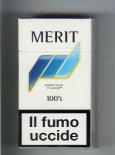 Merit 100s white and blue cigarettes hard box Merit 100s white and blue cigarettes hard box